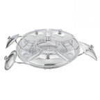 Rechaud Giratório Com 6 Compartimentos Aço Inox e Vidro 52cm