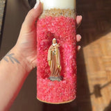 [Compre 1 e Leve 2]  Vela Artesanal Santa Teresinha - Cristais Rosa e Ouro Premium