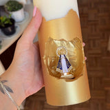[Compre 1 e Leve 2]  Vela Artesanal Nossa Senhora Aparecida - Design Minimalista Ouro Premium