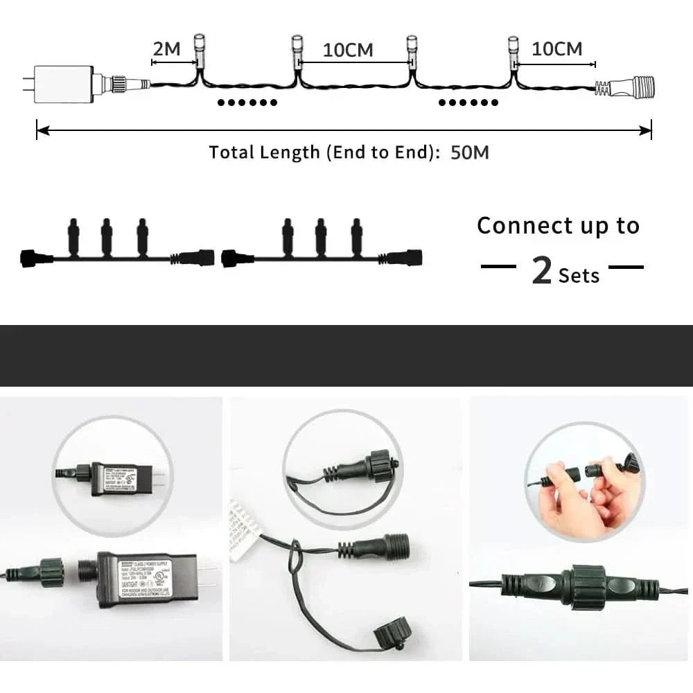 Luzes de Fadas Natalinas IP65 - Encanto e Magia em 50m