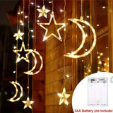 Luzes de Fada Estrela e Lua LED Solar - Encanto Natalino